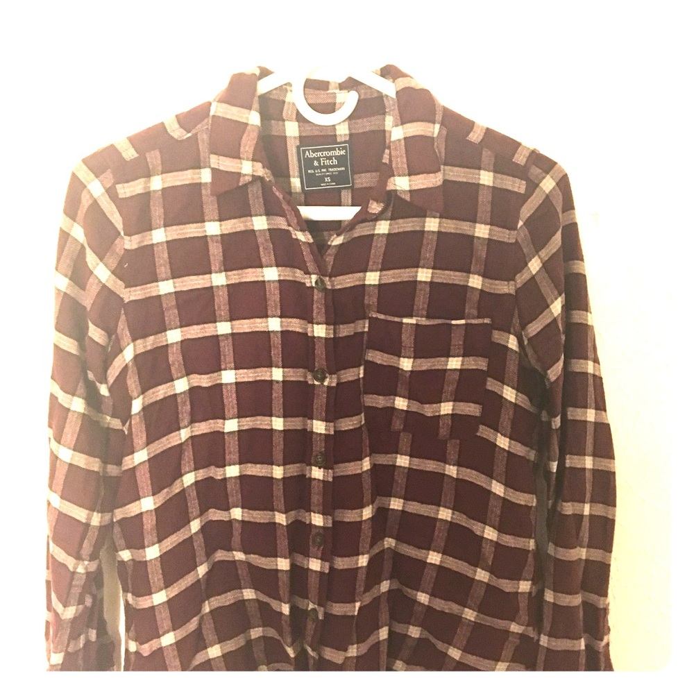 An Abercrombie&Fitch dark red striped flannel